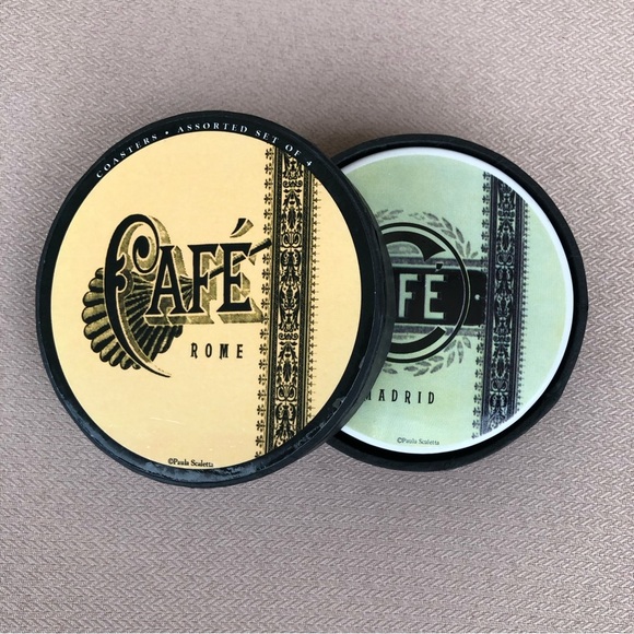 Paula Scaletta Ceramic Coaster Set of 4 European Cities Cafe Sign - Picture 4 of 9